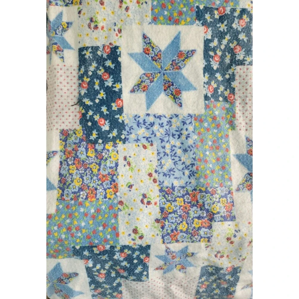 Mid Century 1970s Blanket – Blue with Satin Trim – 89